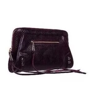 Rebecca Minkoff Mason Animal Snake Python Print Purple & Black Leather Clutch
